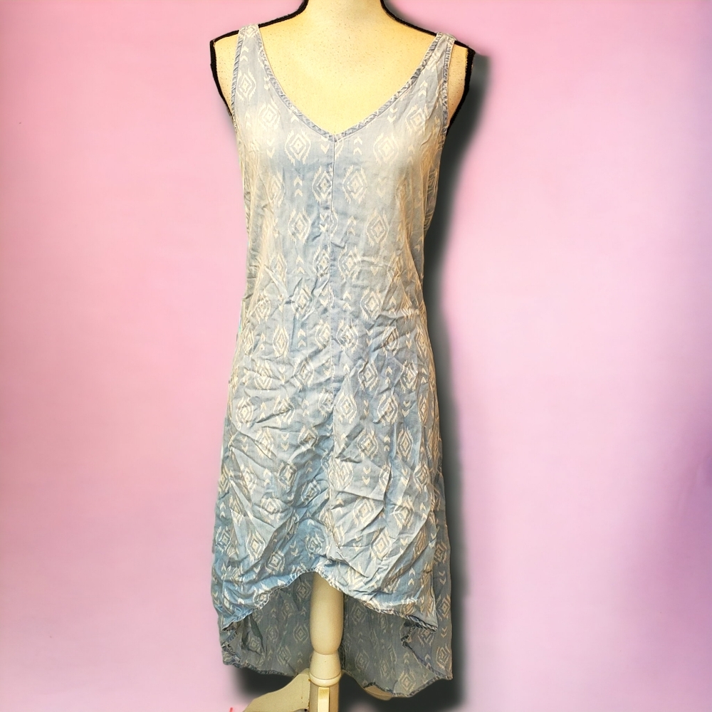 Cloth & Stone Anthropologie Blue White Pattern Dress Tribal Boho Women's Size S